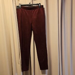 White House Black Market Deep Red Velvet Leggings